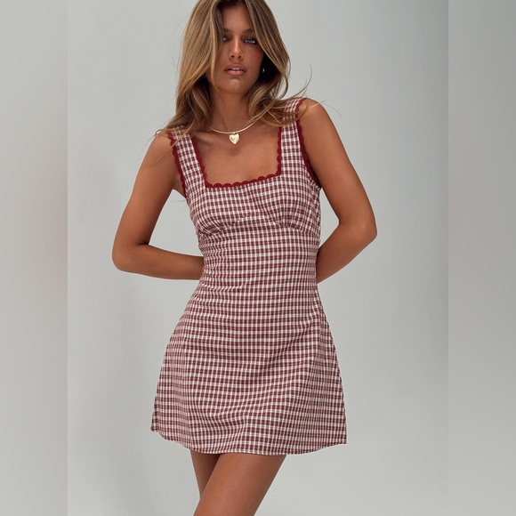 Princess Polly Dresses & Skirts - NWT Princess Polly Dasha Mini Dress Red Check US Size 6